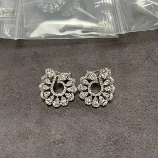 Silver-Tone Crystal Floral Scroll Clip-On Earrings