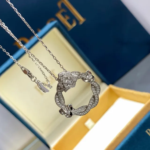 Silver-Tone Floral Pavé Pendant Necklace 6