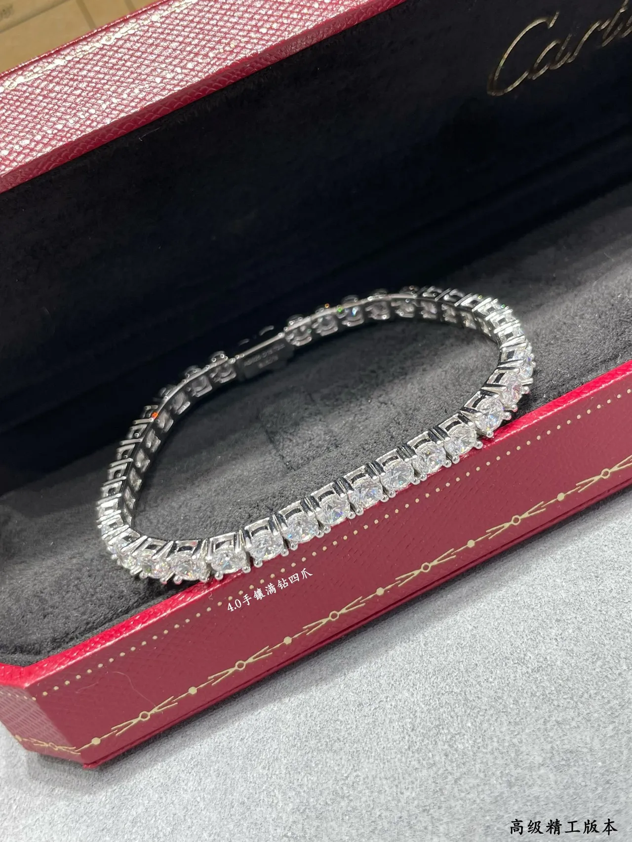 Silver-Tone Full-Pavé Four-Prong Multi-Row Bangle Bracelet 2