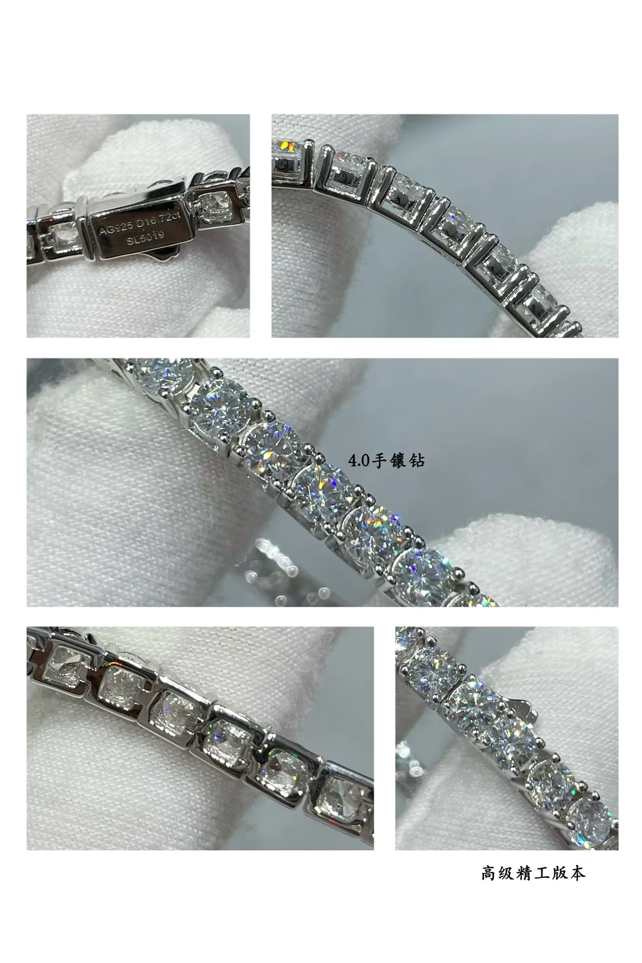 Silver-Tone Full-Pavé Four-Prong Multi-Row Bangle Bracelet 5