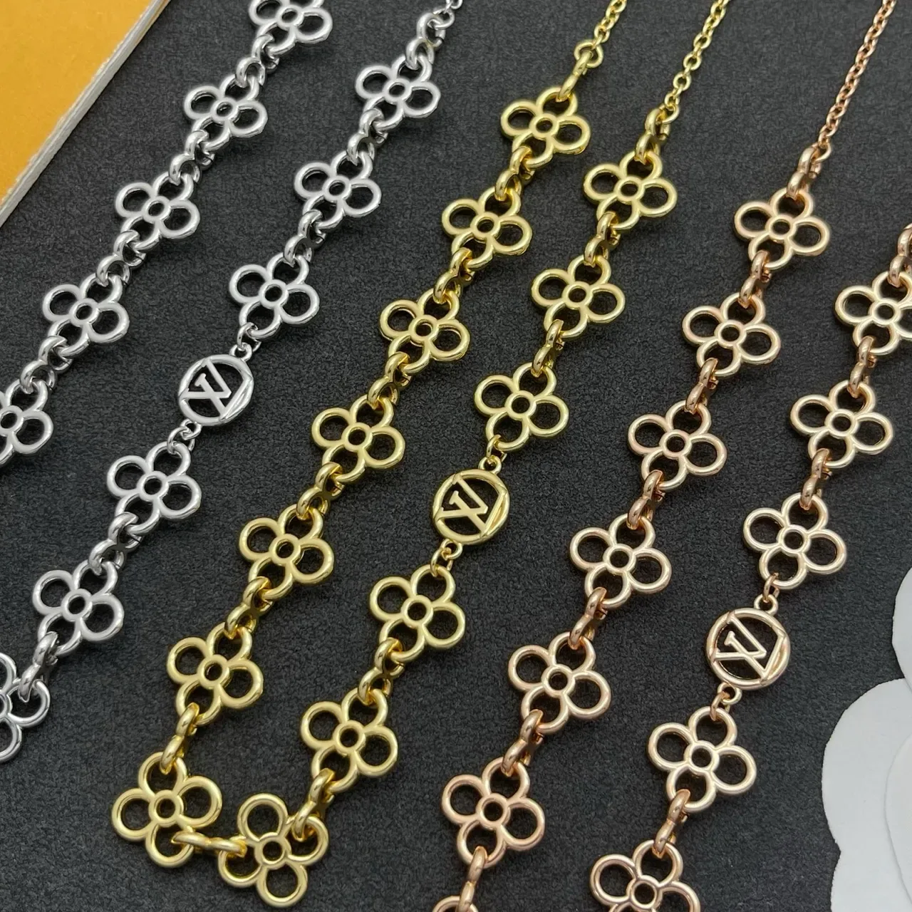 Silver-Tone Openwork Floral Link Necklace 2
