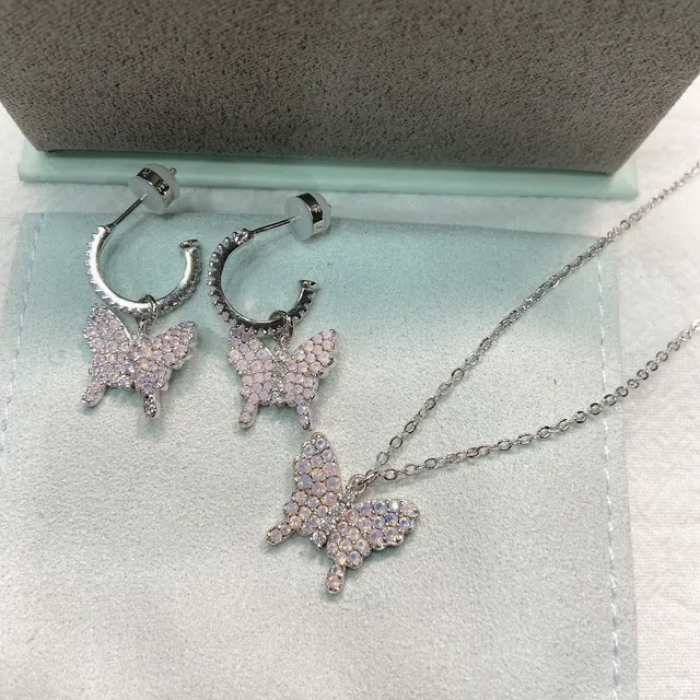 Silver-Tone Pavé Butterfly Hoop Earrings 5