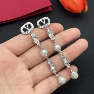 Silver-Tone Pearl and Crystal Drop Earrings