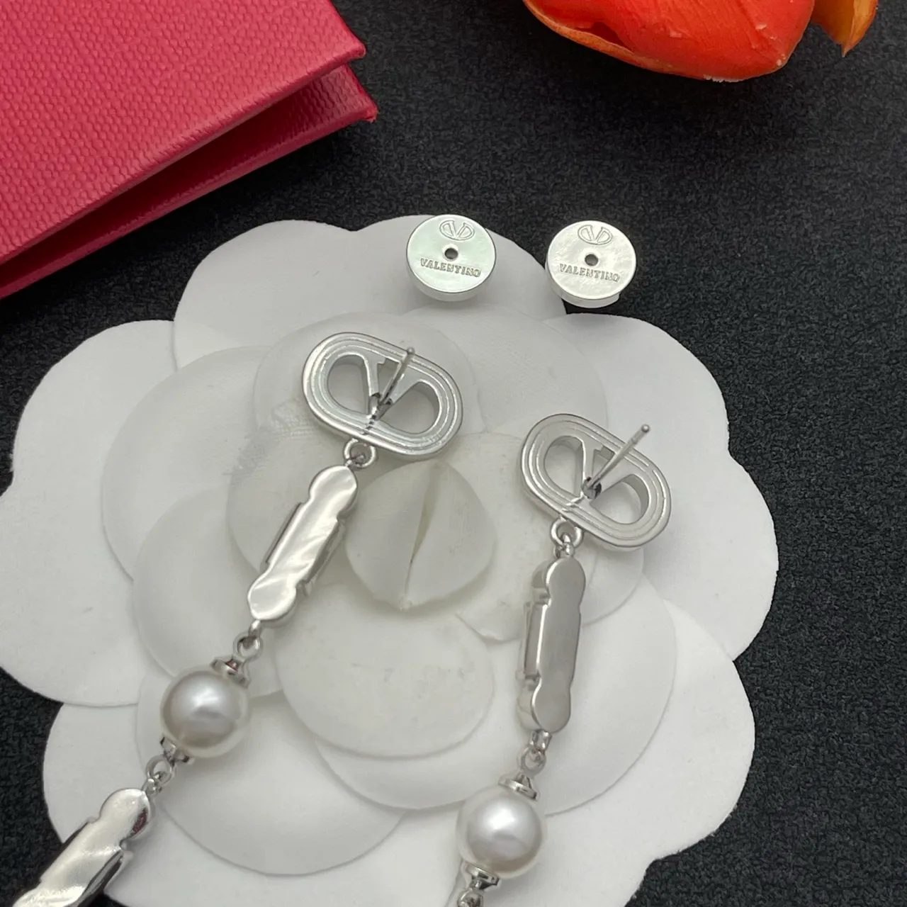 Silver-Tone Pearl and Crystal Drop Earrings 3