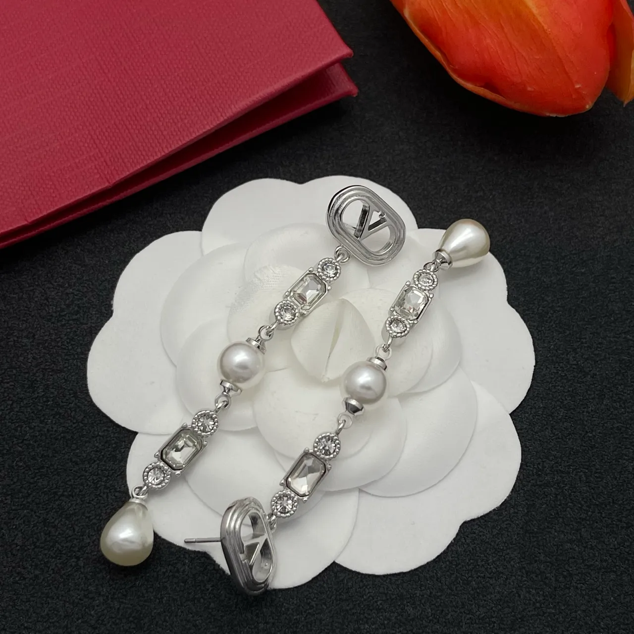 Silver-Tone Pearl and Crystal Drop Earrings 6