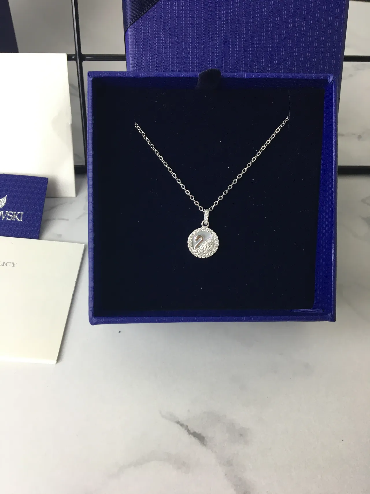 Silver-Tone Swan Motif Pavé Pendant Necklace 3