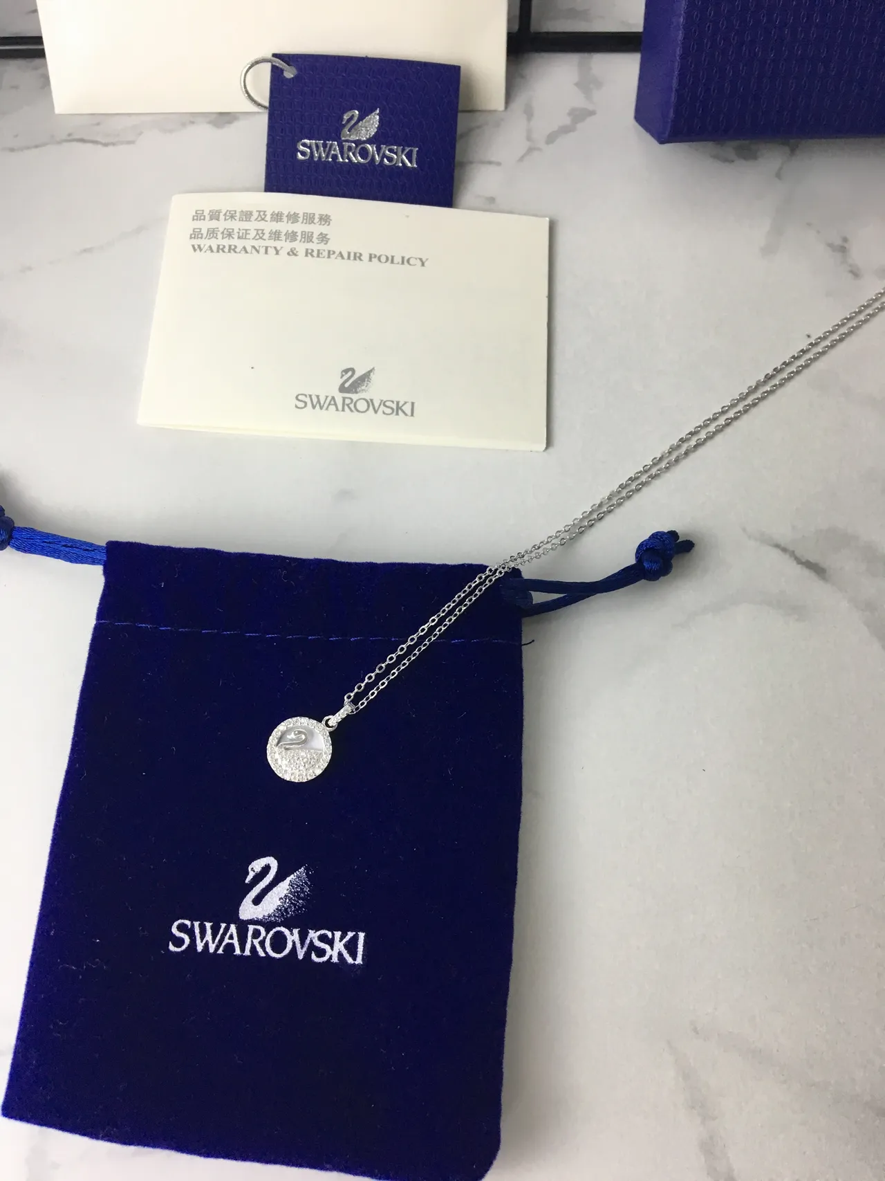 Silver-Tone Swan Motif Pavé Pendant Necklace 4