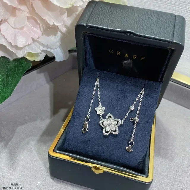 Silver-Toned Pavé Flower Dual-Pendant Necklace 4