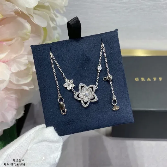 Silver-Toned Pavé Flower Dual-Pendant Necklace 6