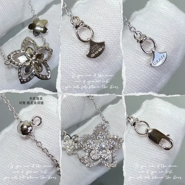 Silver-Toned Pavé Flower Dual-Pendant Necklace 7