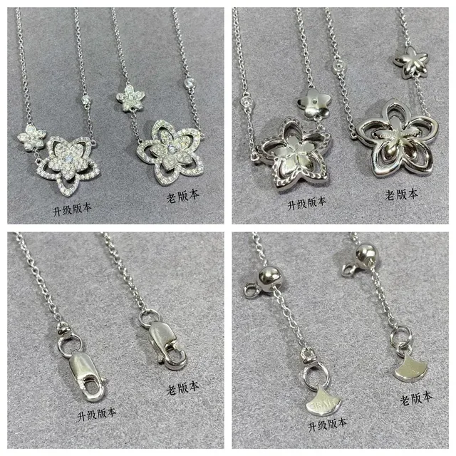 Silver-Toned Pavé Flower Dual-Pendant Necklace 8