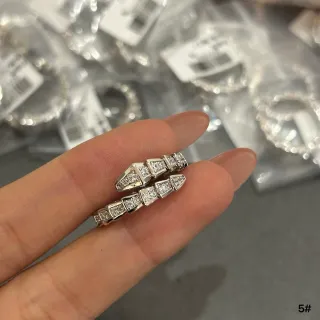 Silver-Toned Pavé Snake Coil Interlocking Rings