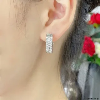 Silver Transparent Hinged Hoop Pavé-Set Stones Earrings