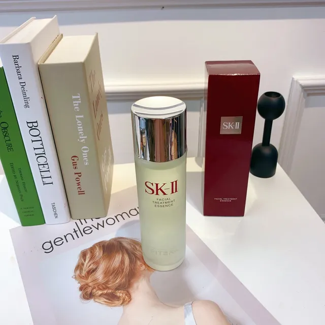 SK-II Facial Treatment Essence Beige Red Transparent Glass Bottle Chrome-Finished Cap Perfume 6