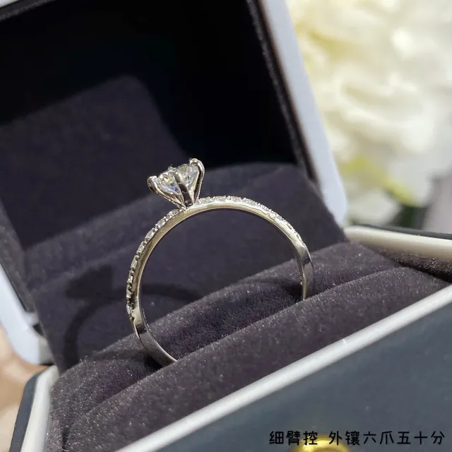 Solitaire Six-Prong Pavé Band Ring 4