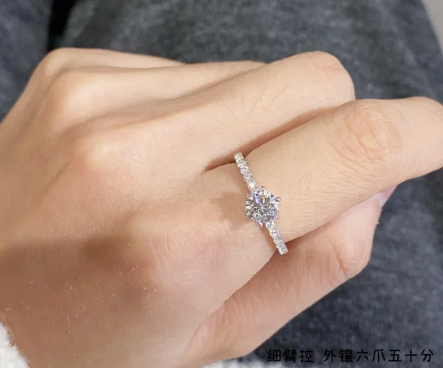 Solitaire Six-Prong Pavé Band Ring 8