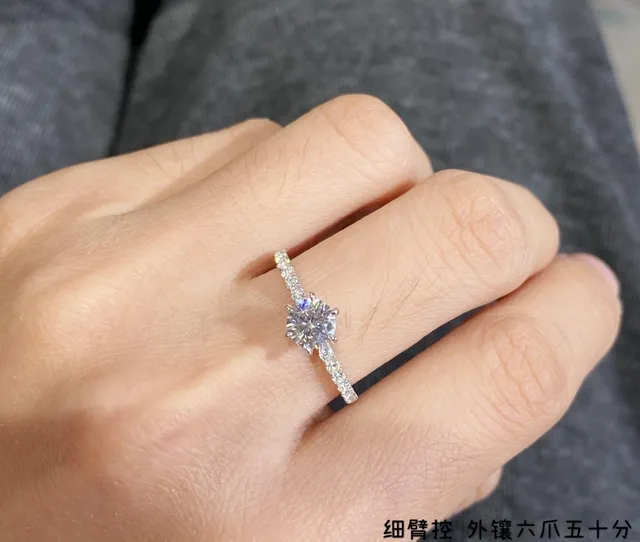 Solitaire Six-Prong Pavé Band Ring 9