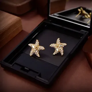 Star-Shaped Pave Crystal and Cabochon Stud Earrings