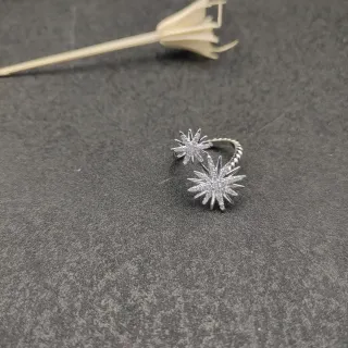 Starburst Pave Crystal Silver-Tone Open Cuff Earrings