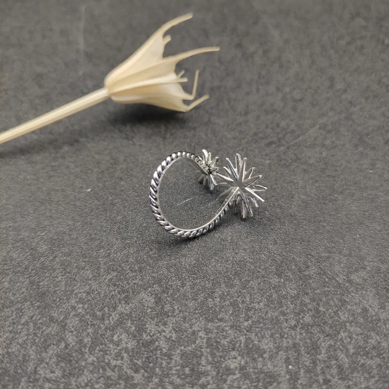 Starburst Pave Crystal Silver-Tone Open Cuff Earrings 8