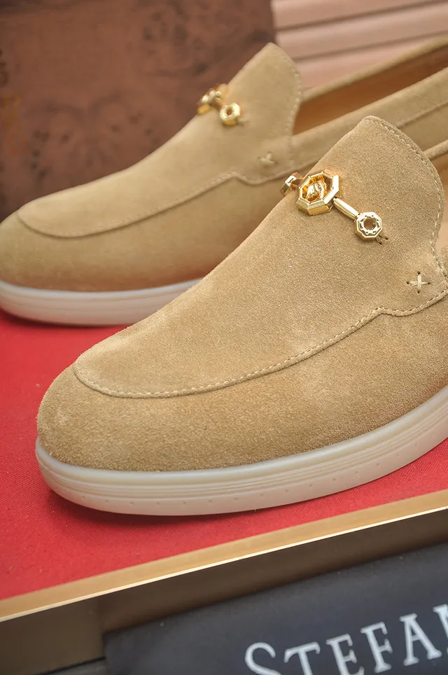 Stefano Ricci Beige Gold Suede Upper Horsebit Hardware Loafer 2