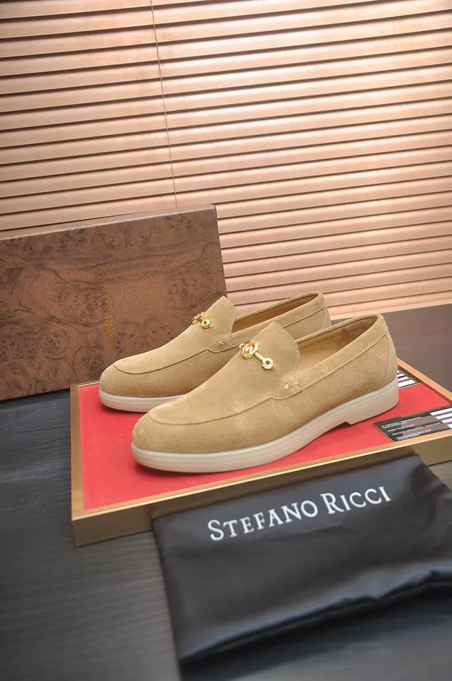 Stefano Ricci Beige Gold Suede Upper Horsebit Hardware Loafer 4