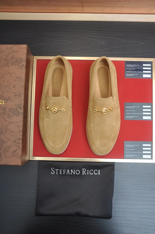 Stefano Ricci Beige Gold Suede Upper Horsebit Hardware Loafer 5