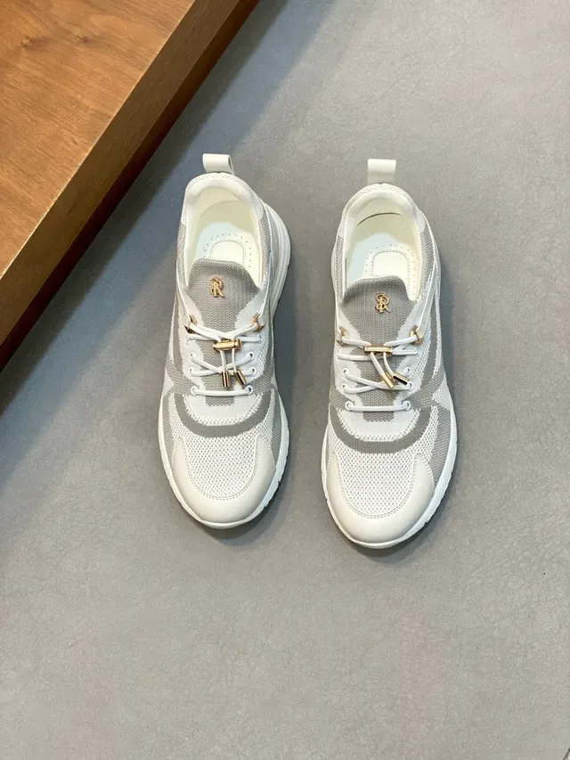 Stefano Ricci Off-White and Gray Mesh Lifestyle Sneakers 2