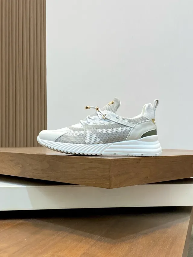 Stefano Ricci Off-White and Gray Mesh Lifestyle Sneakers 3