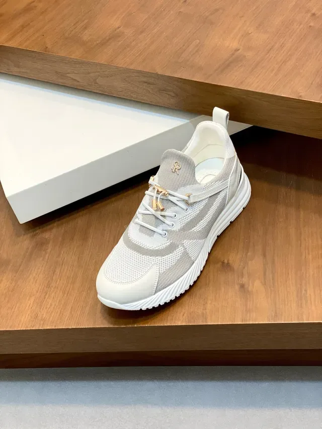 Stefano Ricci Off-White and Gray Mesh Lifestyle Sneakers 6