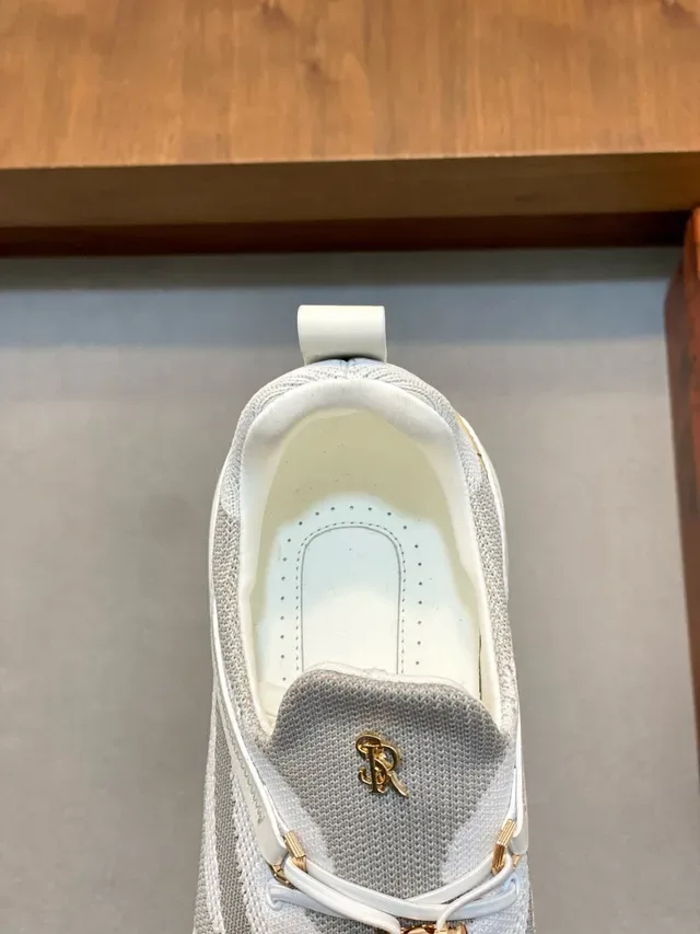 Stefano Ricci Off-White and Gray Mesh Lifestyle Sneakers 7