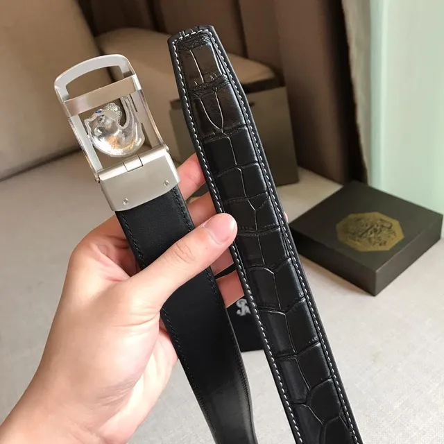 Stefano Ricci Panther Head Buckle Crocodile-Embossed Black Leather Belt 7