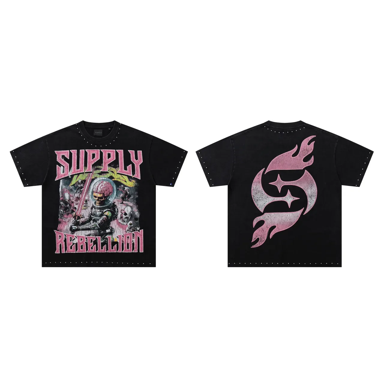 SUPPLY Rebellion Graphic Studded Black T-Shirt 2