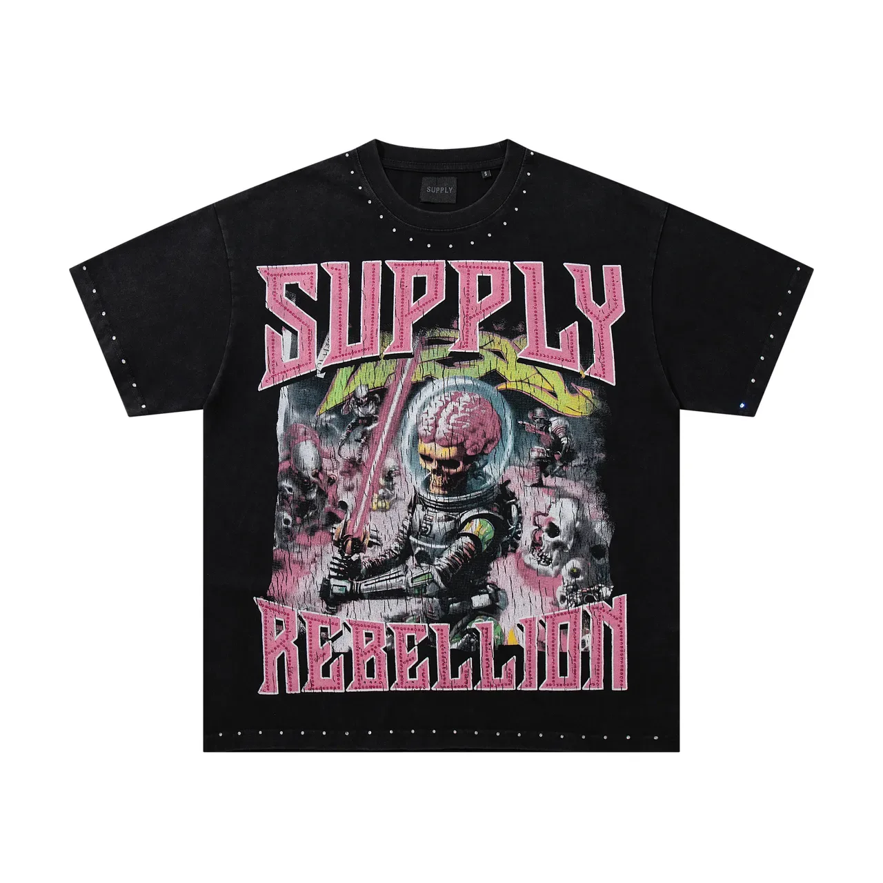 SUPPLY Rebellion Graphic Studded Black T-Shirt 3