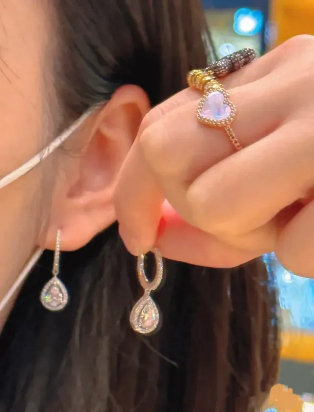 Teardrop Pavé Hoop Dangle Earrings 3