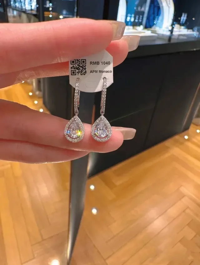 Teardrop Pavé Hoop Dangle Earrings 5