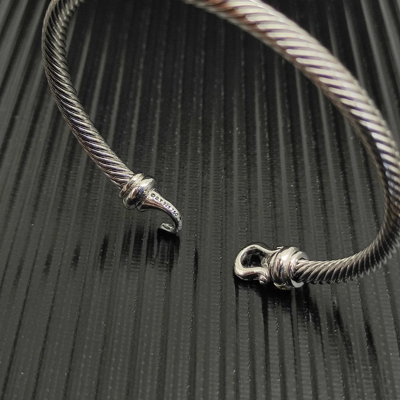 Twisted Cable Two-Tone Metal Toggle Clasp Bracelet 7