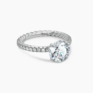 Twisted Rope Shanked Pavé Half-Band Solitaire Ring