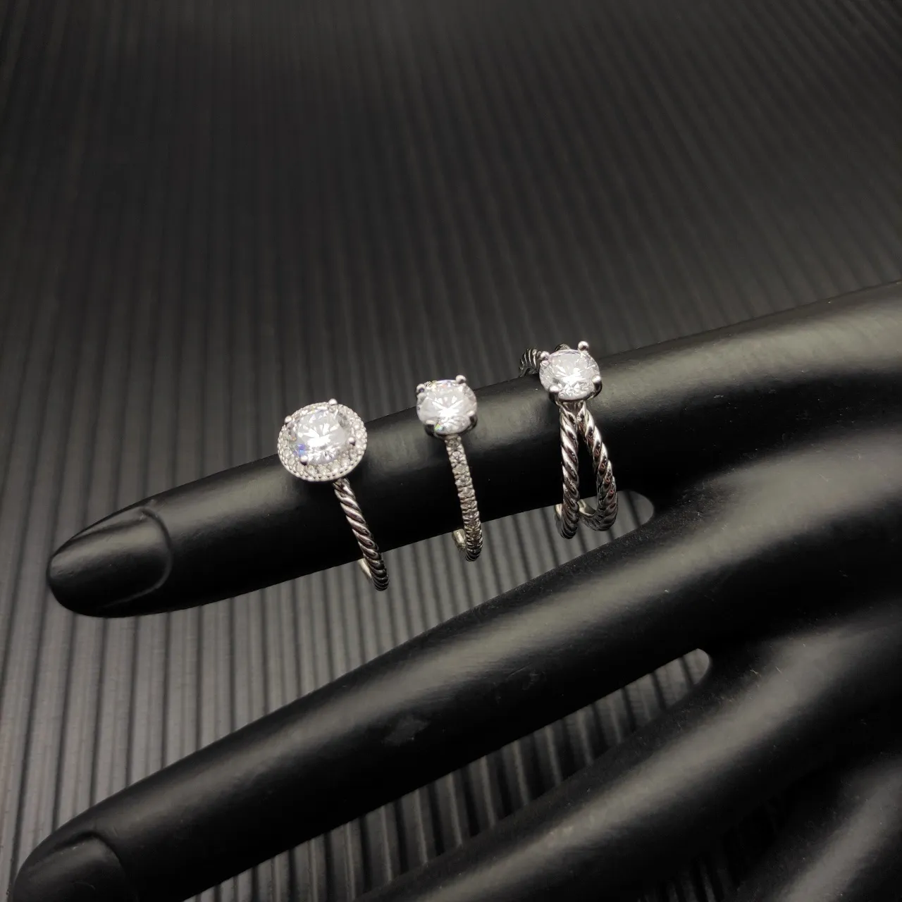 Twisted Rope Shanked Pavé Half-Band Solitaire Ring 2