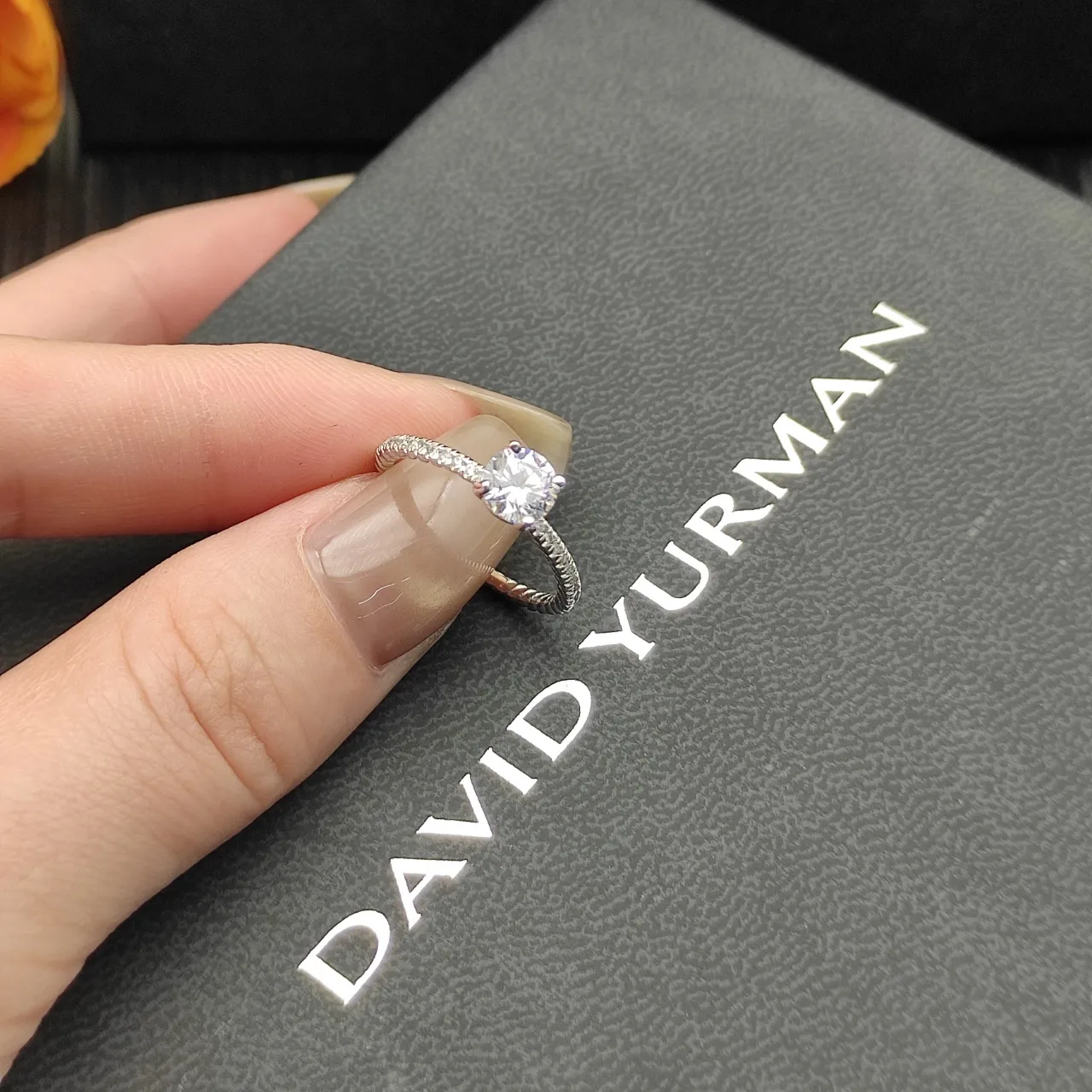 Twisted Rope Shanked Pavé Half-Band Solitaire Ring 3