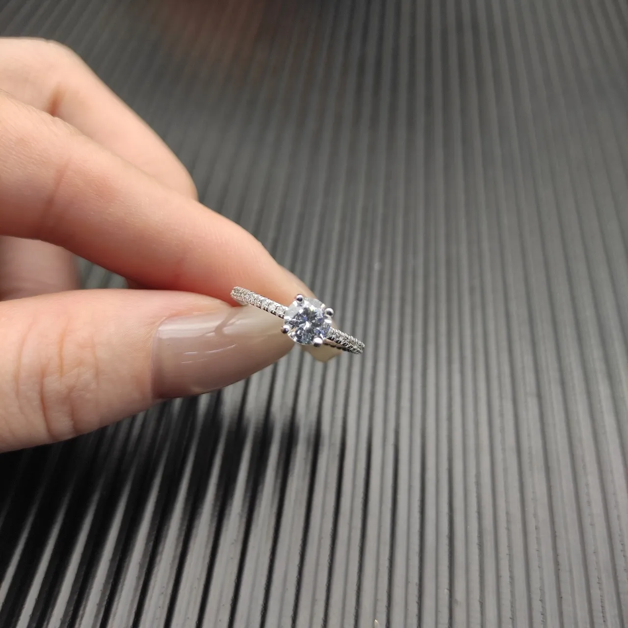 Twisted Rope Shanked Pavé Half-Band Solitaire Ring 4