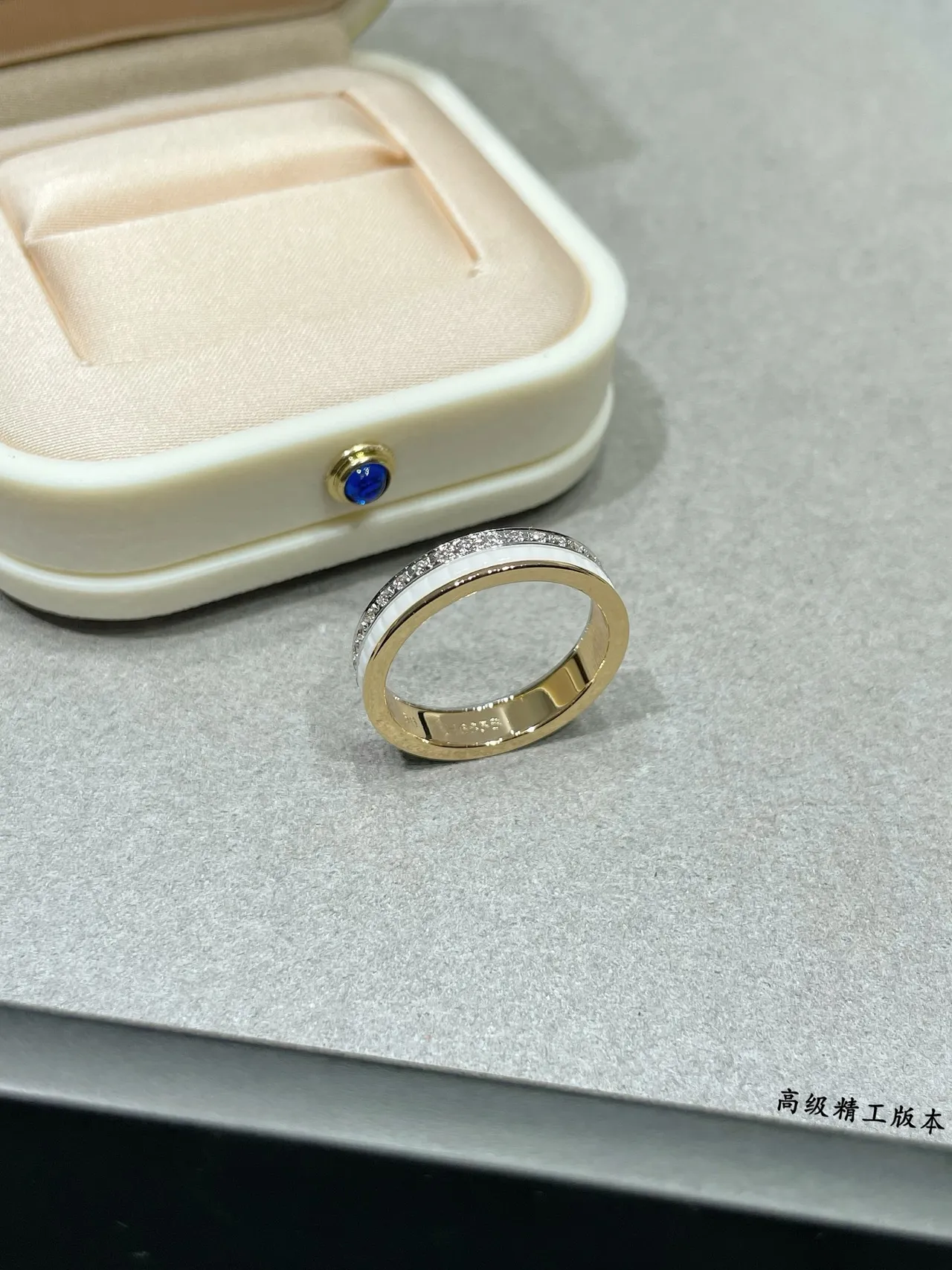 Two-Tone Ceramic Inlay Pavé Stone Rings 5