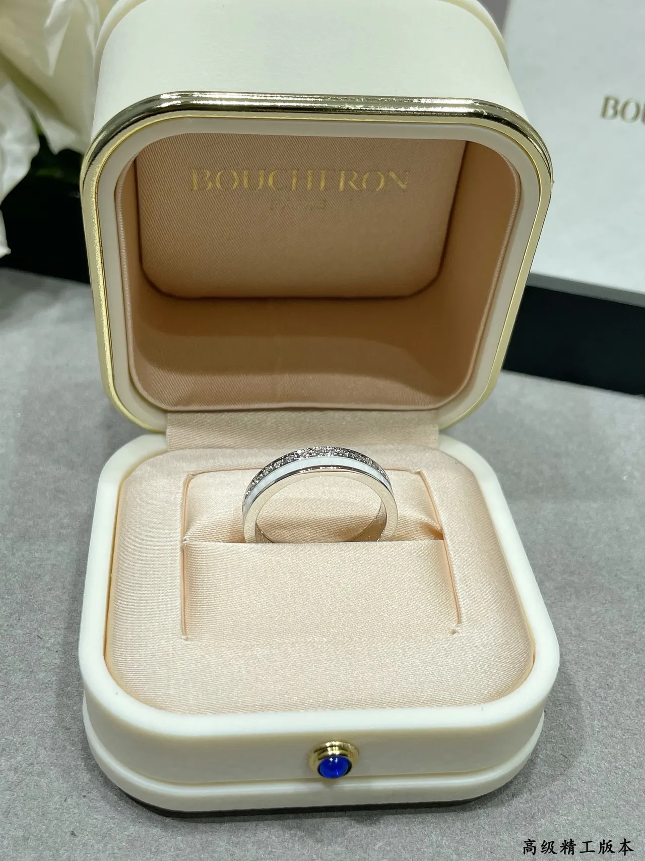 Two-Tone Ceramic Inlay Pavé Stone Rings 6