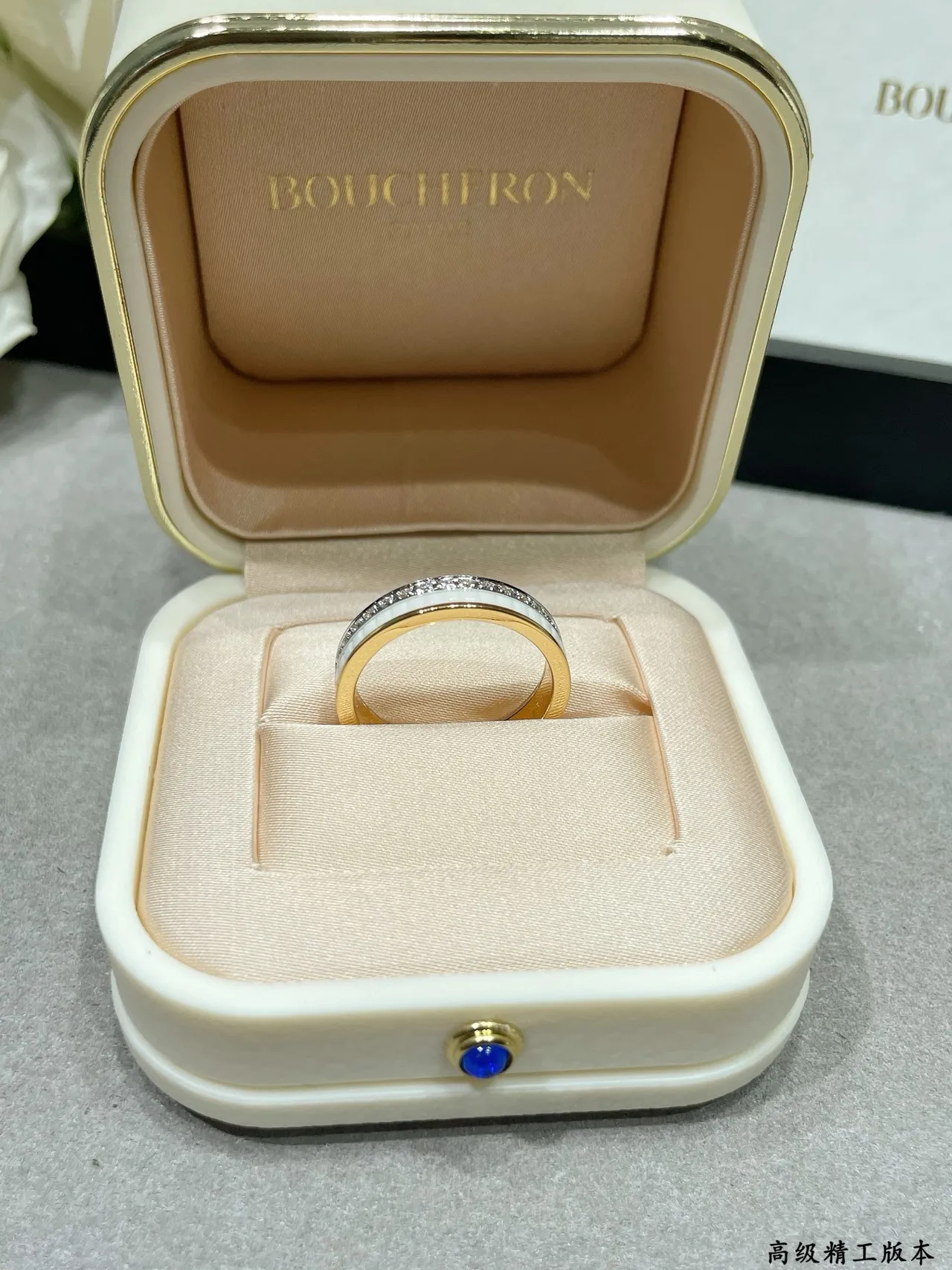 Two-Tone Ceramic Inlay Pavé Stone Rings 7