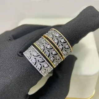 Two-Tone Pavé Filigree Stackable Rings