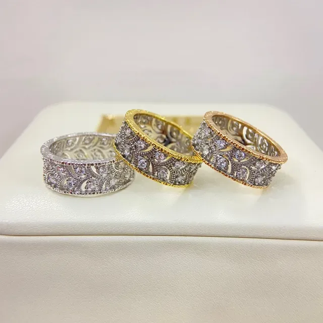Two-Tone Pavé Filigree Stackable Rings 3