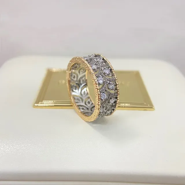 Two-Tone Pavé Filigree Stackable Rings 6
