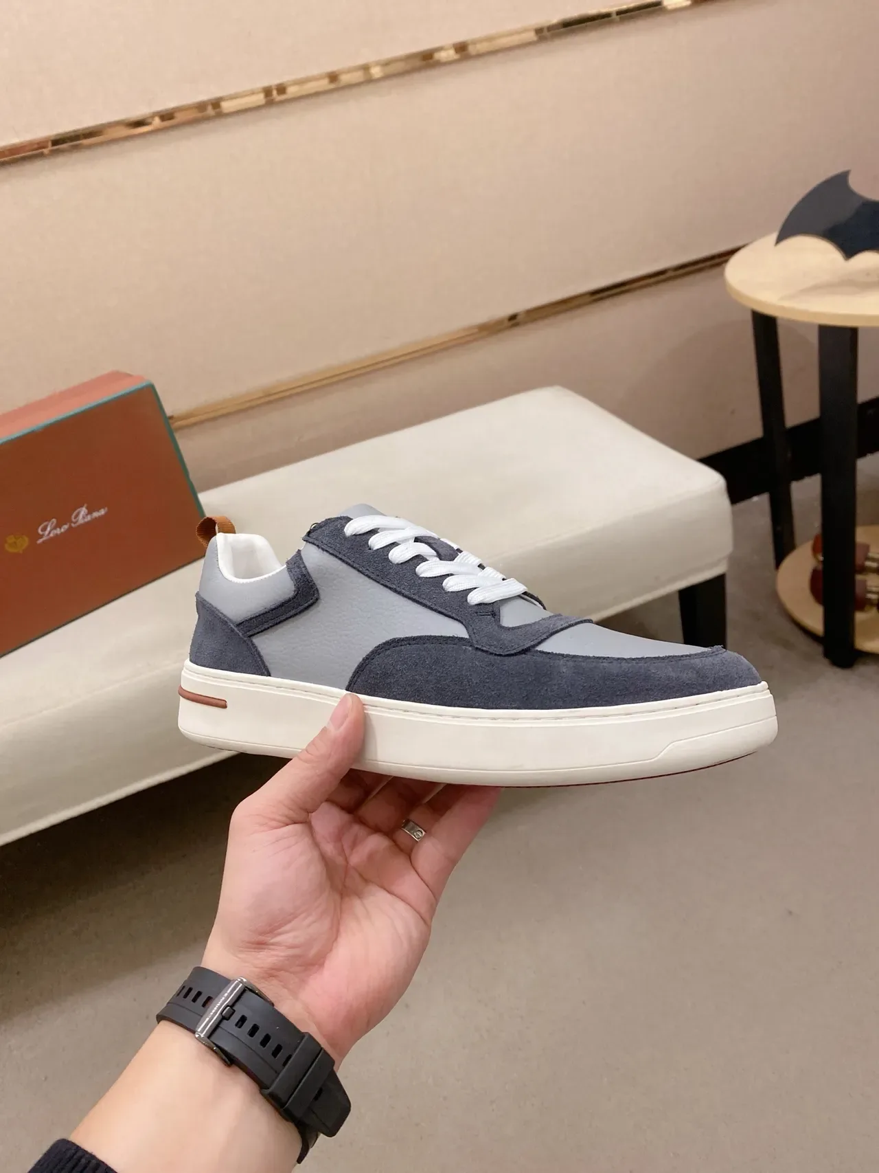 Two-Tone Suede and Leather Low-Top Casual Sneaker 4