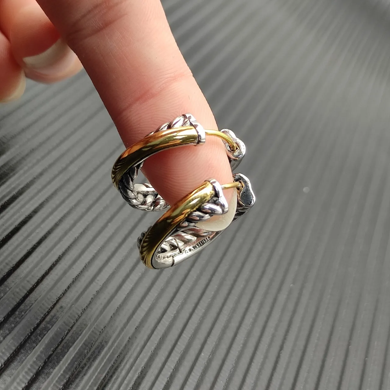 Two-Tone Twisted Rope Hoop Earrings 3