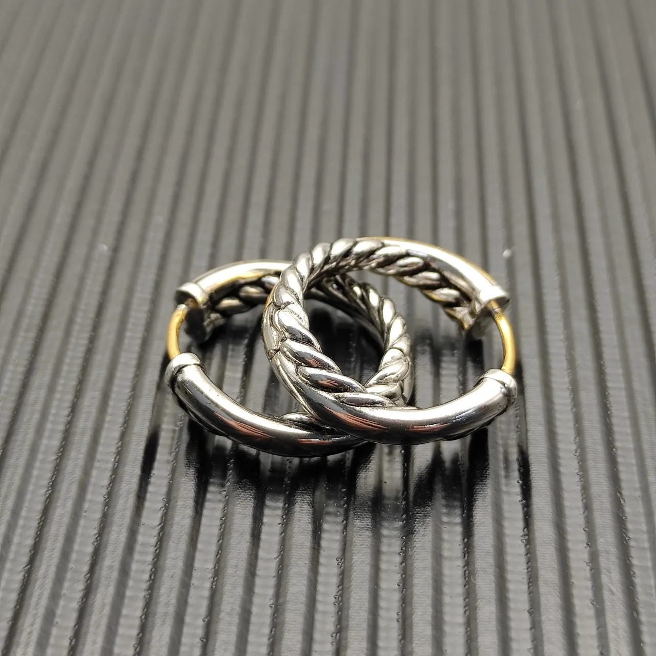 Two-Tone Twisted Rope Hoop Earrings 5
